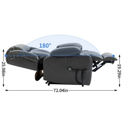 Fauteuil inclinable électrique à double moteur, position infinie, mécanisme de mouvement robuste avec massage et chauffage lombaire, porte-gobelets