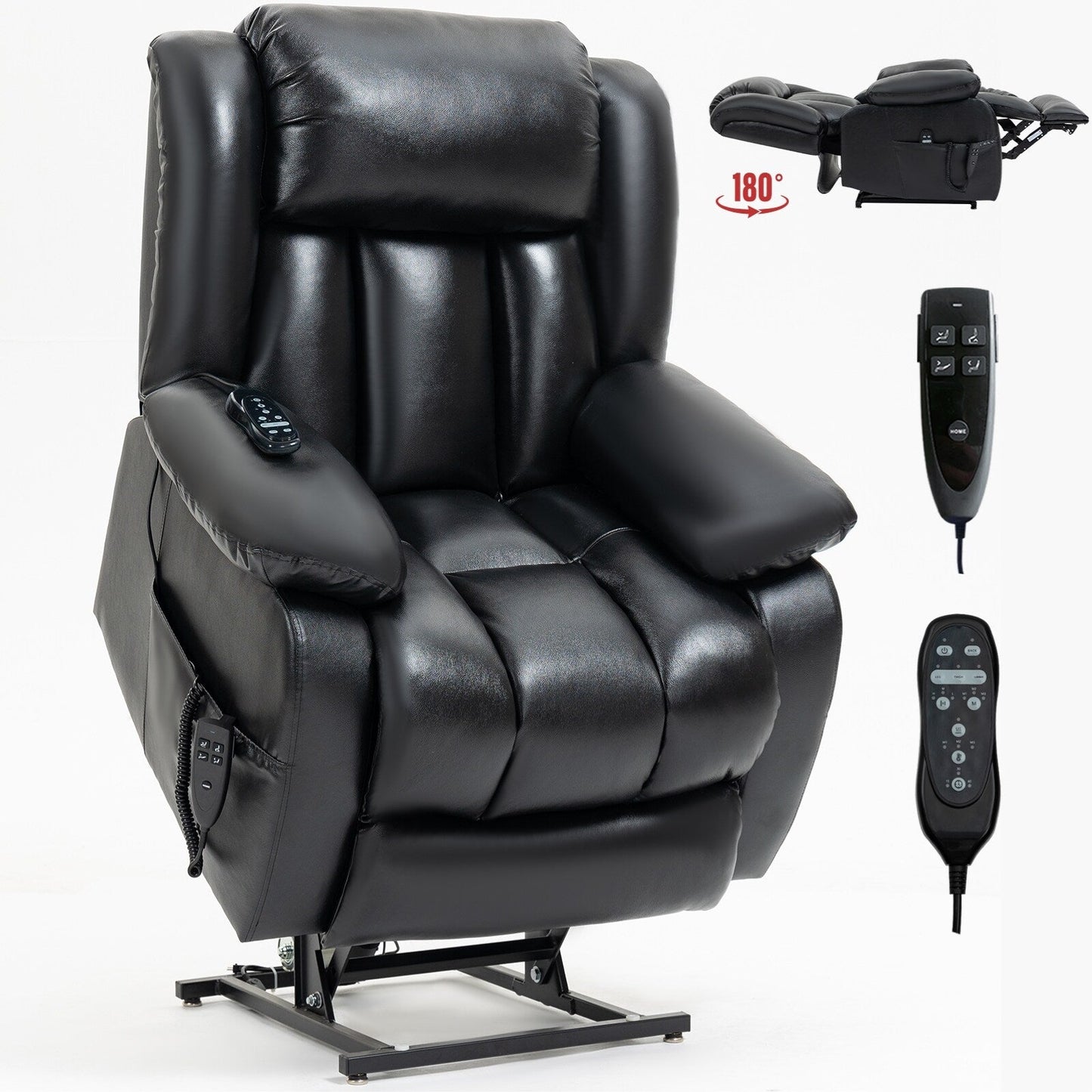 Fauteuil inclinable électrique à double moteur, position infinie, avec massage par vibration à 8 points et chauffage lombaire