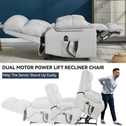 Fauteuil inclinable électrique à double moteur, position infinie, mécanisme de mouvement avec massage par vibration à 8 points et chauffage lombaire