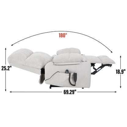 Fauteuil inclinable électrique à double moteur, position infinie, mécanisme de mouvement avec massage par vibration à 8 points et chauffage lombaire