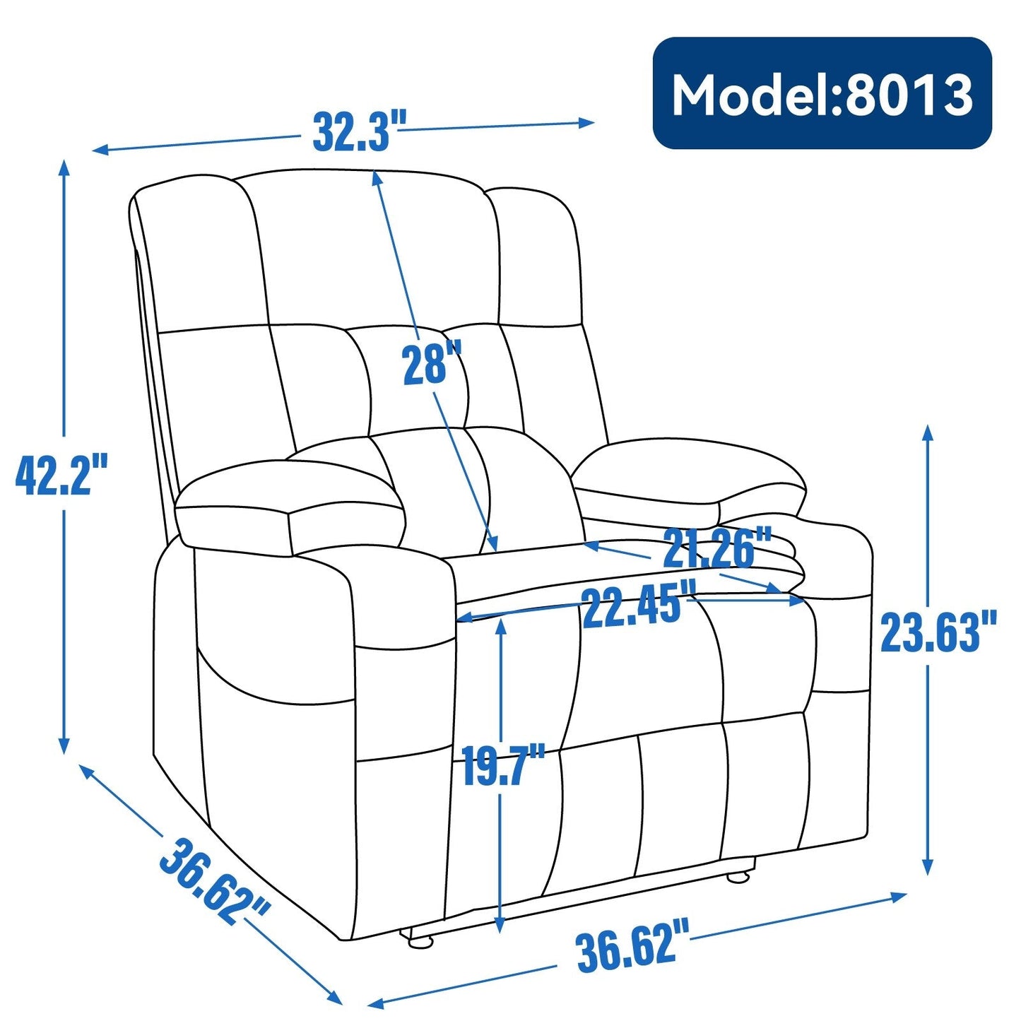 Fauteuil inclinable électrique à double moteur et position infinie, mécanisme de mouvement robuste avec chauffage lombaire, porte-gobelets et poches latérales