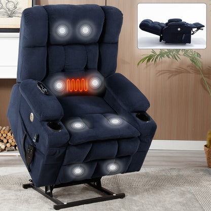Fauteuil inclinable électrique à double moteur et position infinie, mécanisme de mouvement robuste avec chauffage lombaire, porte-gobelets et poches latérales