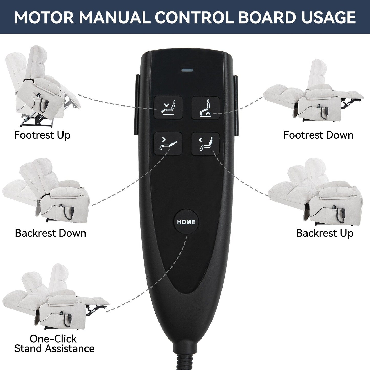 Fauteuil inclinable électrique à double moteur, positions infinies, avec massage par vibration à 8 points et chauffage lombaire, deux porte-gobelets