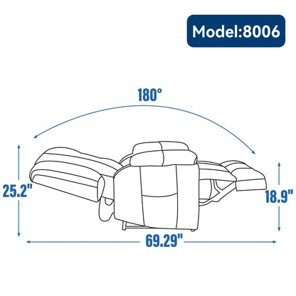 Fauteuil inclinable électrique à double moteur, positions infinies, avec massage par vibration à 8 points et chauffage lombaire, deux porte-gobelets