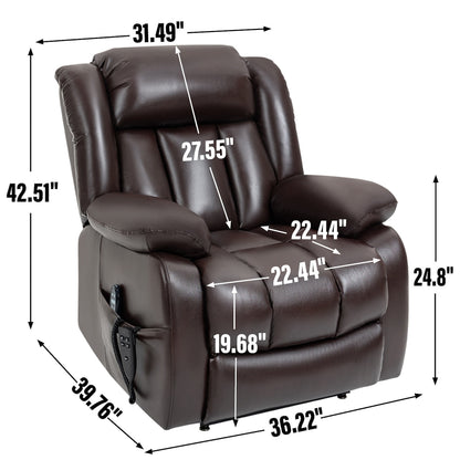 Fauteuil inclinable électrique à double moteur, position infinie, jusqu'à 350 lb, avec massage par vibration à 8 points et chauffage lombaire