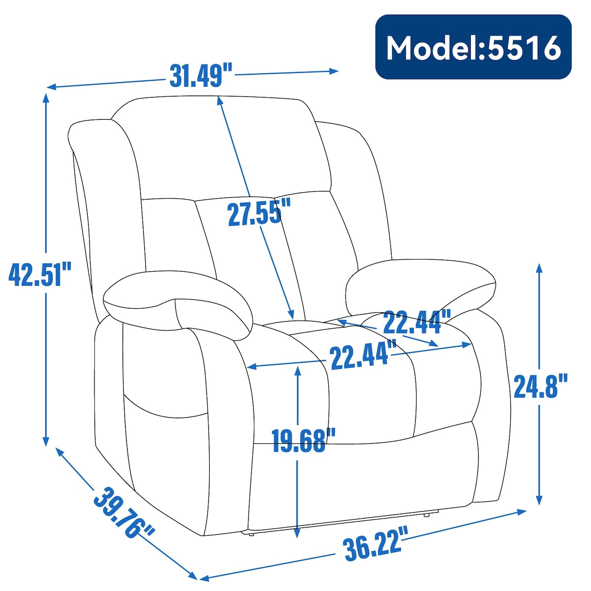 Fauteuil inclinable électrique à double moteur, position infinie, jusqu'à 350 lb, avec massage par vibration à 8 points et chauffage lombaire