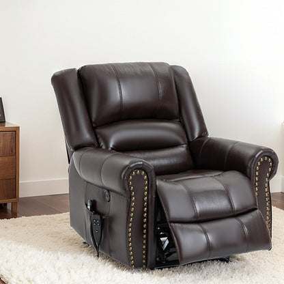Fauteuil releveur électrique à double moteur, massage thermique, ports USB, cuir PU