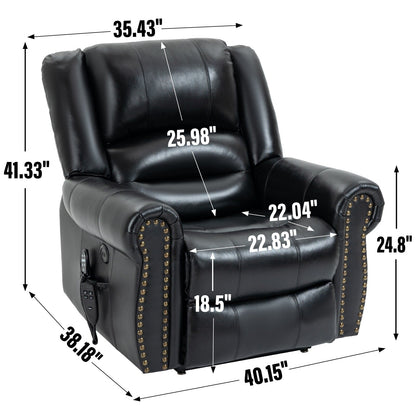 Fauteuil inclinable en cuir véritable à double moteur avec massage thermique et ports USB
