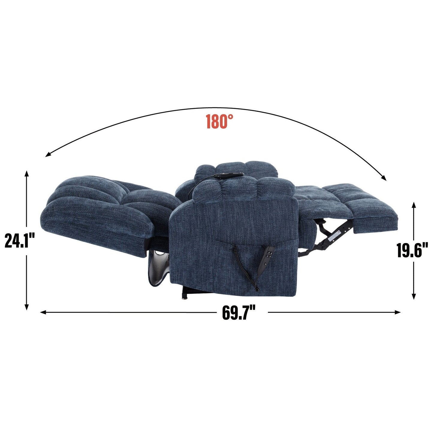 Fauteuil inclinable électrique à double moteur avec massage thermique et positions infinies