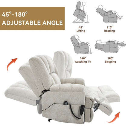 Fauteuil inclinable électrique à double moteur avec massage thermique et positions infinies
