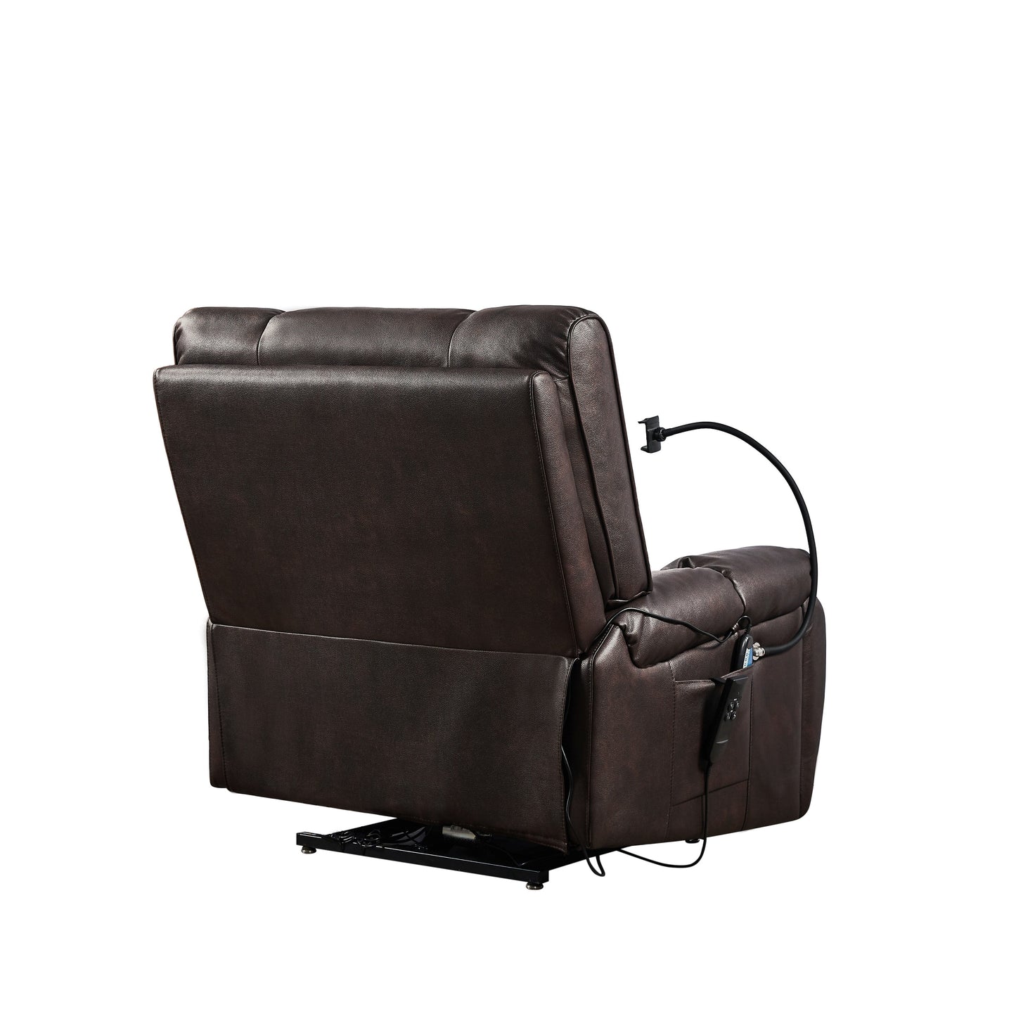 Fauteuil inclinable électrique à double moteur avec massage, chauffage lombaire, poches latérales, support de téléphone réglable et porte-gobelets