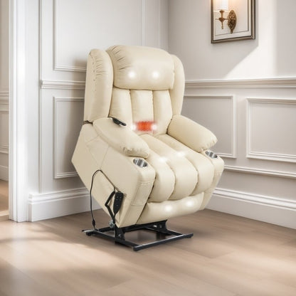 Fauteuil inclinable électrique à double moteur, avec massage 8 points et chauffage lombaire, porte-gobelets en acier inoxydable