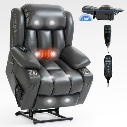 Fauteuil inclinable électrique à double moteur, avec massage 8 points et chauffage lombaire, porte-gobelets en acier inoxydable
