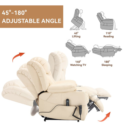 Fauteuil inclinable électrique à double moteur, avec massage 8 points et chauffage lombaire, porte-gobelets en acier inoxydable