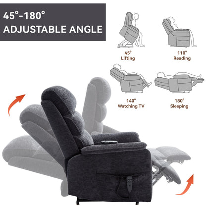 Fauteuil inclinable électrique à double moteur, avec chauffage et massage, capacité de 158 kg, positions infinies, télécommande électrique, poches latérales