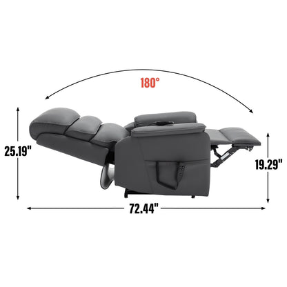 Fauteuil inclinable électrique à double moteur, avec chauffage et massage, capacité de 158 kg, positions infinies, télécommande électrique, poches latérales