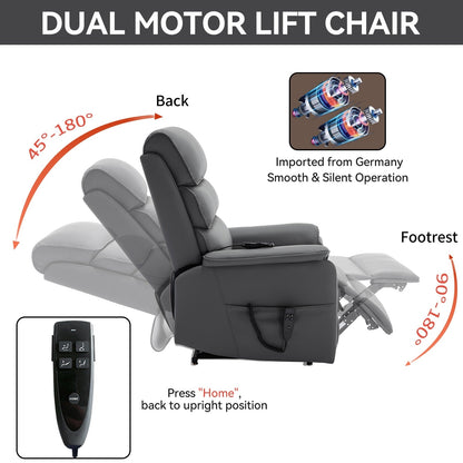Fauteuil inclinable électrique à double moteur, avec chauffage et massage, capacité de 158 kg, positions infinies, télécommande électrique, poches latérales
