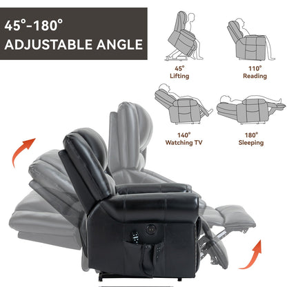 Fauteuil inclinable électrique à double moteur, massage thermique, positions infinies, USB