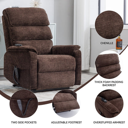 Fauteuil inclinable électrique à double moteur, fauteuil rembourré, canapé de massage chauffant avec minuterie, poches latérales et télécommande