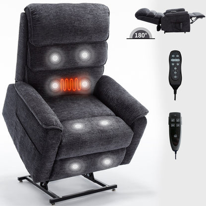 Fauteuil inclinable électrique à double moteur, fauteuil rembourré, canapé de massage chauffant avec minuterie, poches latérales et télécommande