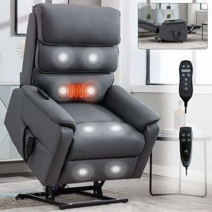 Fauteuil inclinable électrique à double moteur, fauteuil rembourré, canapé de massage chauffant avec minuterie, poches latérales et télécommande