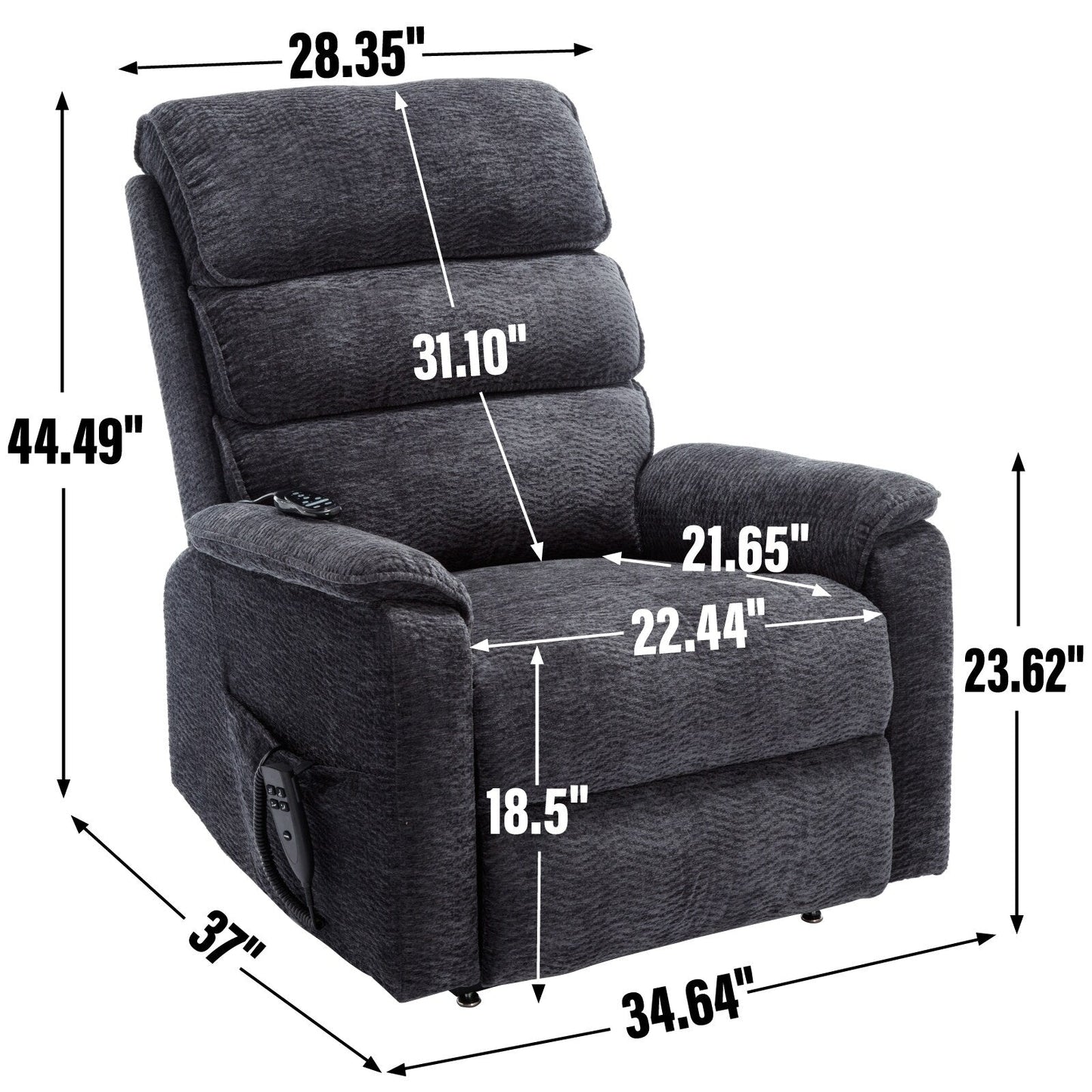 Fauteuil inclinable électrique à double moteur, fauteuil rembourré, canapé de massage chauffant avec minuterie, poches latérales et télécommande
