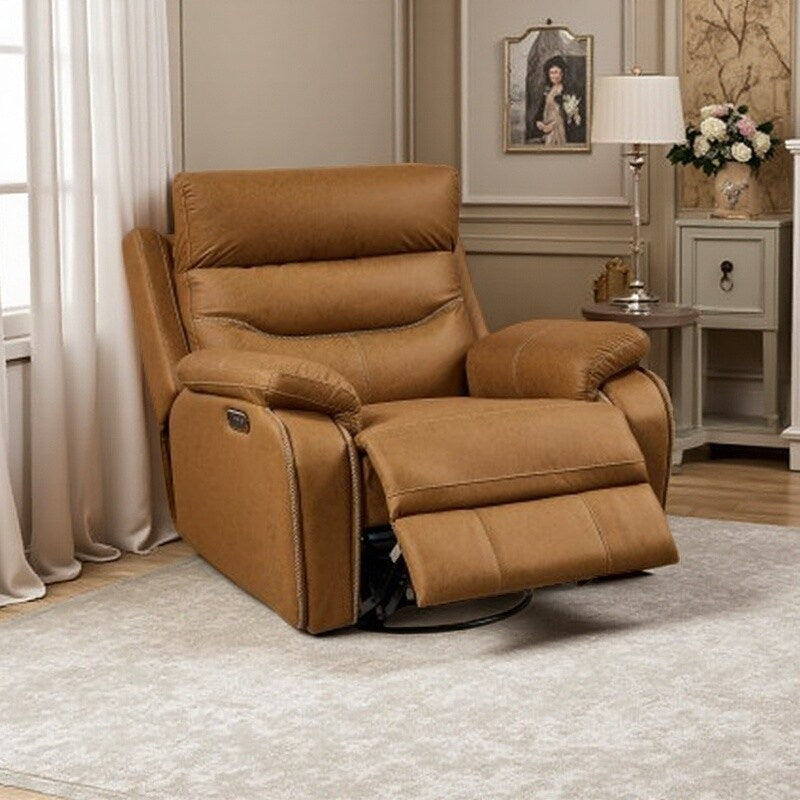 Fauteuil inclinable pivotant à deux moteurs avec rotation à 240°, appui-tête réglable, chargement USB, inclinaison infinie et repose-pieds