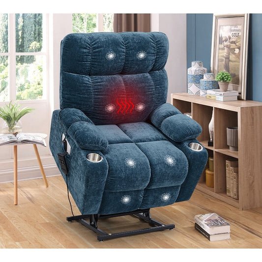 Fauteuil inclinable électrique OKIN à double moteur pour personnes âgées, inclinaison infinie de 105° à 180°, chauffage et massage avec 8 points de vibration