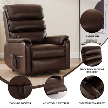Fauteuil inclinable électrique à double moteur avec massage et cuir résistant aux chats