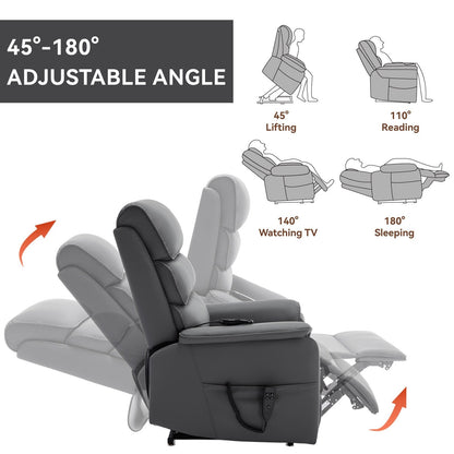 Fauteuil inclinable électrique à double moteur avec massage et cuir résistant aux chats