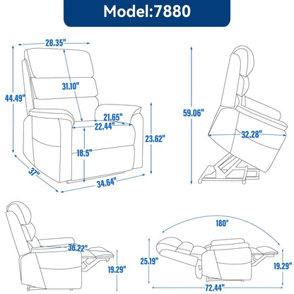 Fauteuil inclinable électrique à double moteur avec massage et cuir résistant aux chats