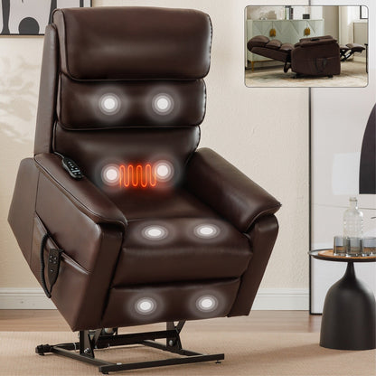 Fauteuil inclinable électrique à double moteur avec massage et cuir résistant aux chats