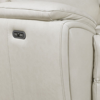 Canapé électrique en cuir pleine fleur ivoire Steve Silver Durham