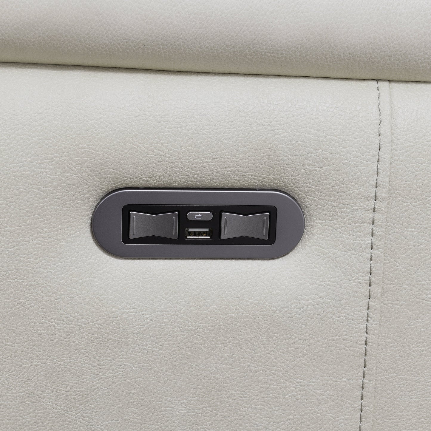 Canapé électrique en cuir pleine fleur ivoire Steve Silver Durham