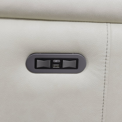 Canapé électrique en cuir pleine fleur ivoire Steve Silver Durham