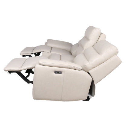 Canapé électrique en cuir pleine fleur ivoire Steve Silver Durham