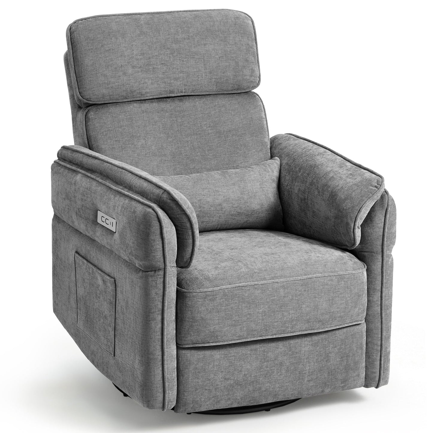 Fauteuil inclinable pivotant et électrique EROMMY avec appui-tête et accoudoirs réglables, chargement USB et Type-C, fauteuil inclinable pour chambre d'enfant