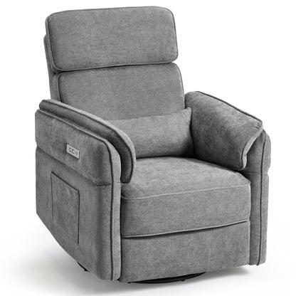 Fauteuil inclinable pivotant et électrique EROMMY avec appui-tête et accoudoirs réglables, chargement USB et Type-C, fauteuil inclinable pour chambre d'enfant