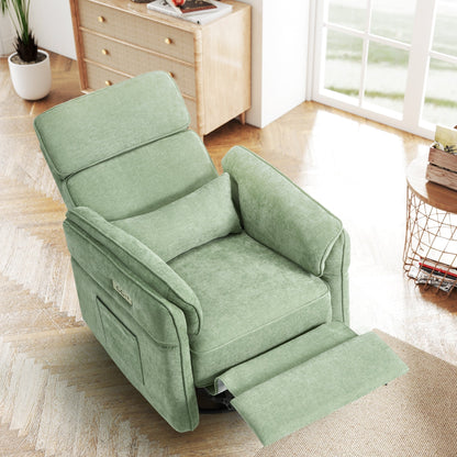 Fauteuil inclinable pivotant et électrique EROMMY avec appui-tête et accoudoirs réglables, chargement USB et Type-C, fauteuil inclinable pour chambre d'enfant