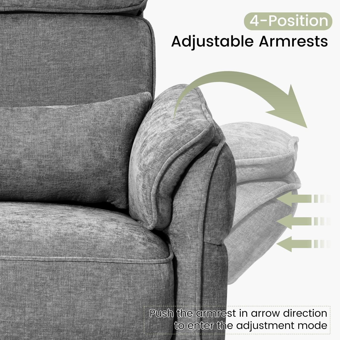 Fauteuil inclinable pivotant et électrique EROMMY avec appui-tête et accoudoirs réglables, chargement USB et Type-C, fauteuil inclinable pour chambre d'enfant