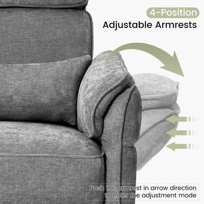 Fauteuil inclinable pivotant et électrique EROMMY avec appui-tête et accoudoirs réglables, chargement USB et Type-C, fauteuil inclinable pour chambre d'enfant