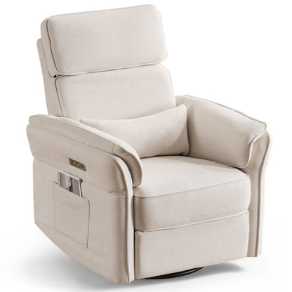 Fauteuil inclinable pivotant et électrique EROMMY avec appui-tête et accoudoirs réglables, chargement USB et Type-C, fauteuil inclinable pour chambre d'enfant