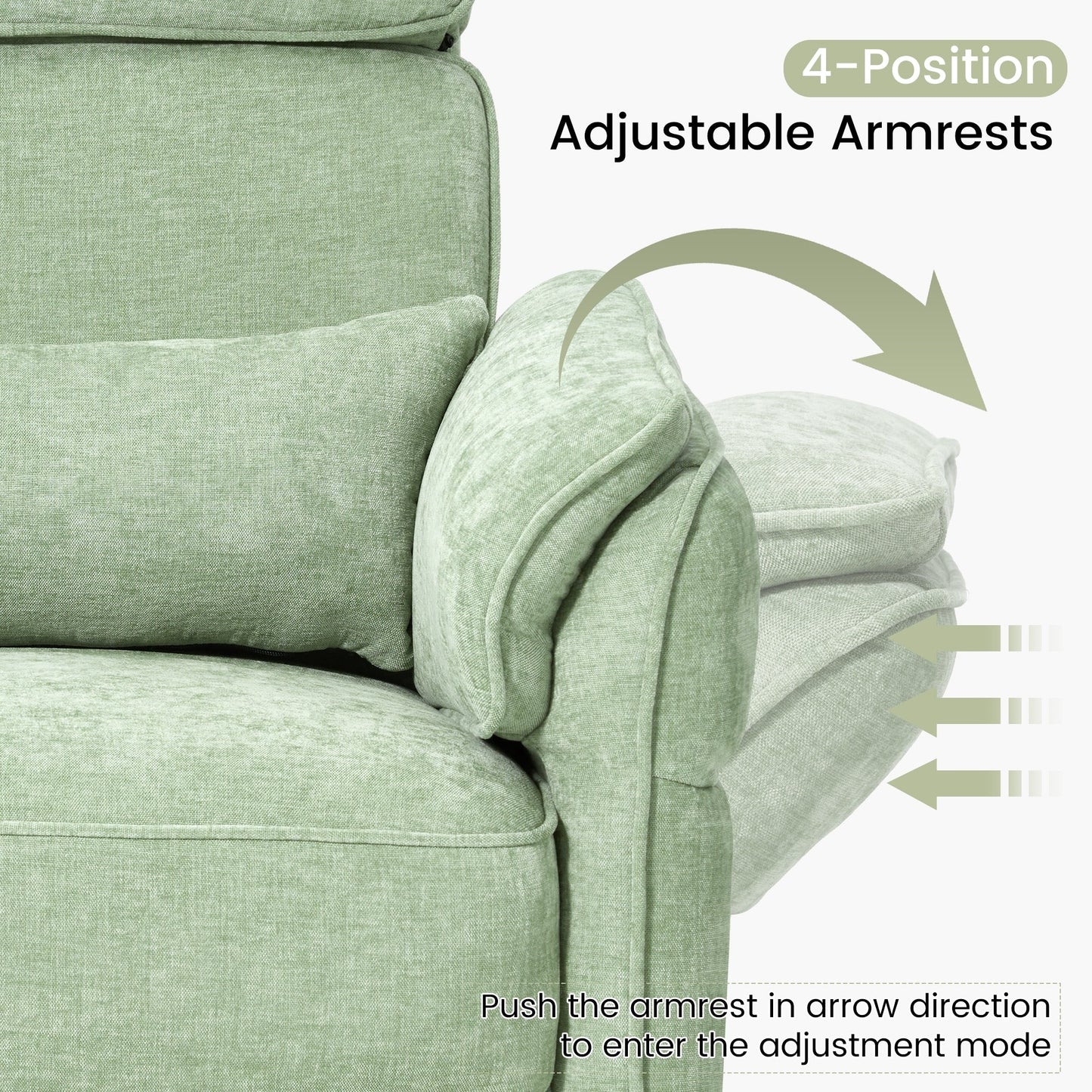 Fauteuil inclinable pivotant et électrique EROMMY avec appui-tête et accoudoirs réglables, chargement USB et Type-C, fauteuil inclinable pour chambre d'enfant