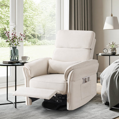 Fauteuil inclinable pivotant et électrique EROMMY avec appui-tête et accoudoirs réglables, chargement USB et Type-C, fauteuil inclinable pour chambre d'enfant