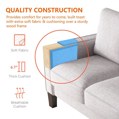 Canapé 3 places rembourré avec pouf, housse de coussin amovible et petit espace de rangement