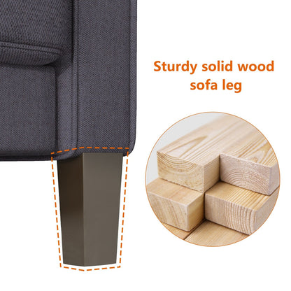 Canapé 3 places rembourré avec pouf, housse de coussin amovible et petit espace de rangement