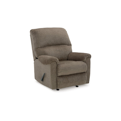 Fauteuil inclinable à bascule manuel Ead, mousse moelleuse, polyester marron muscade