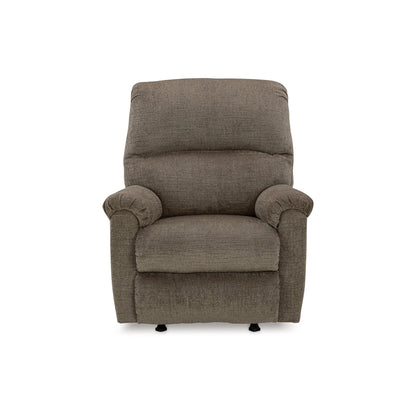 Fauteuil inclinable à bascule manuel Ead, mousse moelleuse, polyester marron muscade