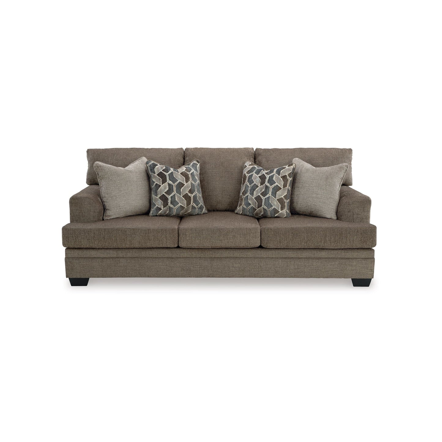 Canapé-lit Queen Size Ead, 4 coussins décoratifs, polyester marron muscade