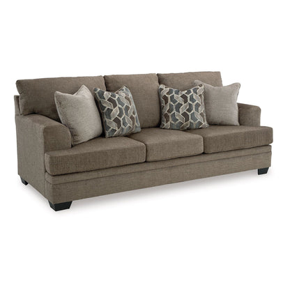 Canapé-lit Queen Size Ead, 4 coussins décoratifs, polyester marron muscade